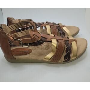 Women’s Earth Origins Harlin Bronze Multi, Leather Gladiator Sandals Size 8 EUC